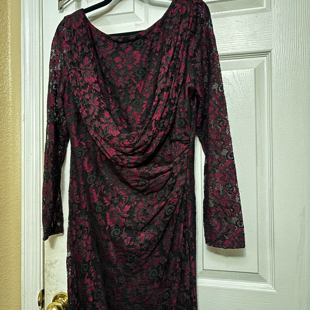 Elegant Black and Red Lace Dress